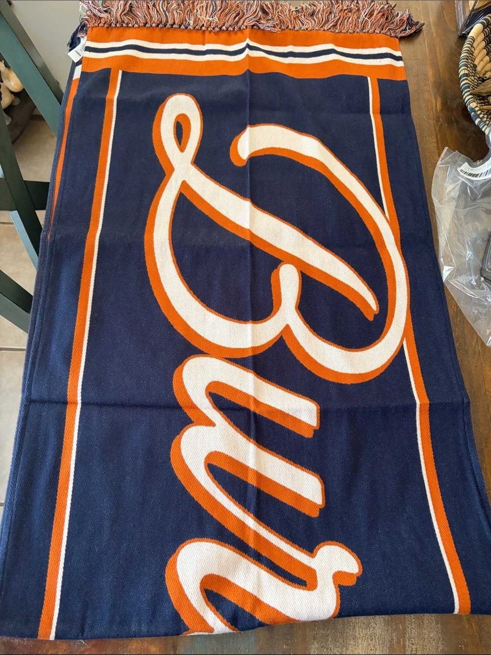 NWOT Burberry Script Football scarf size 166x50